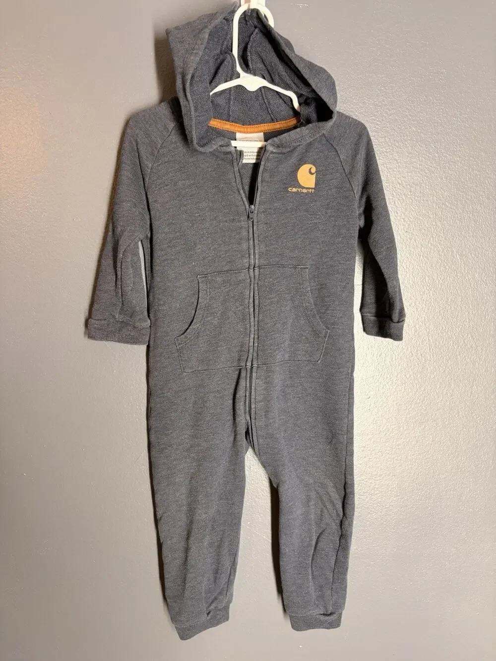 Carhartt Baby Boys' Long-Sleeve Zip-Front Hooded One Piece Coverall Size 24m